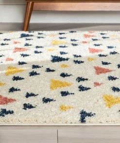 Well Woven Vintage Jax Retro Geometric Triangle Ivory Blue Rainbow Shag Rug 23 Well Woven Vintage Jax Retro Geometric Triangle Ivory Blue Rainbow Shag Rug