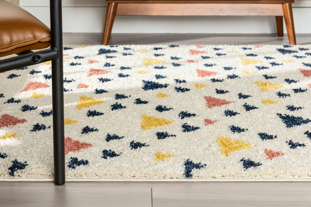 Well Woven Vintage Jax Retro Geometric Triangle Ivory Blue Rainbow Shag Rug 10 Well Woven Vintage Jax Retro Geometric Triangle Ivory Blue Rainbow Shag Rug