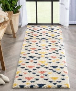 Well Woven Vintage Jax Retro Geometric Triangle Ivory Blue Rainbow Shag Rug 21 Well Woven Vintage Jax Retro Geometric Triangle Ivory Blue Rainbow Shag Rug