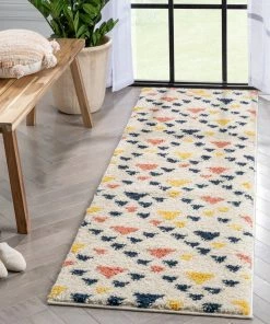 Well Woven Vintage Jax Retro Geometric Triangle Ivory Blue Rainbow Shag Rug 27 Well Woven Vintage Jax Retro Geometric Triangle Ivory Blue Rainbow Shag Rug