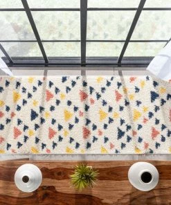 Well Woven Vintage Jax Retro Geometric Triangle Ivory Blue Rainbow Shag Rug 26 Well Woven Vintage Jax Retro Geometric Triangle Ivory Blue Rainbow Shag Rug