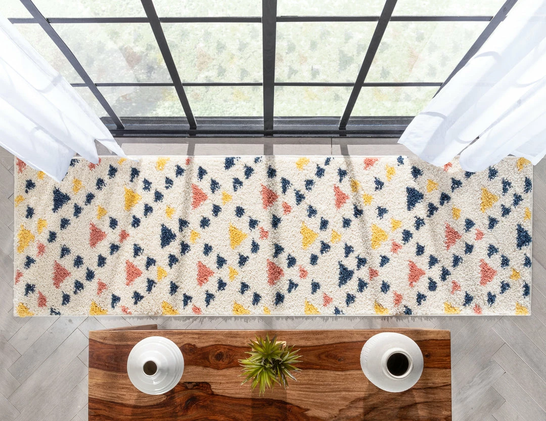 Well Woven Vintage Jax Retro Geometric Triangle Ivory Blue Rainbow Shag Rug 13 Well Woven Vintage Jax Retro Geometric Triangle Ivory Blue Rainbow Shag Rug