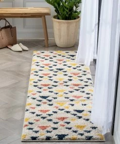 Well Woven Vintage Jax Retro Geometric Triangle Ivory Blue Rainbow Shag Rug 22 Well Woven Vintage Jax Retro Geometric Triangle Ivory Blue Rainbow Shag Rug