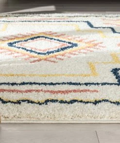Well Woven Audi Ethnic Medallion Ivory Rainbow Shag Rug Global