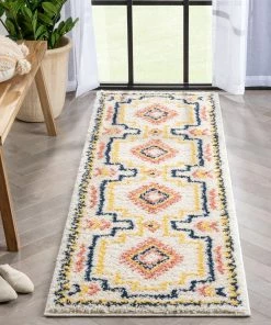 Well Woven Audi Ethnic Medallion Ivory Rainbow Shag Rug Global