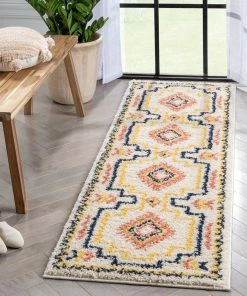 Well Woven Audi Ethnic Medallion Ivory Rainbow Shag Rug Global