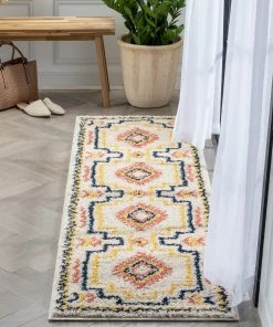 Well Woven Audi Ethnic Medallion Ivory Rainbow Shag Rug Global