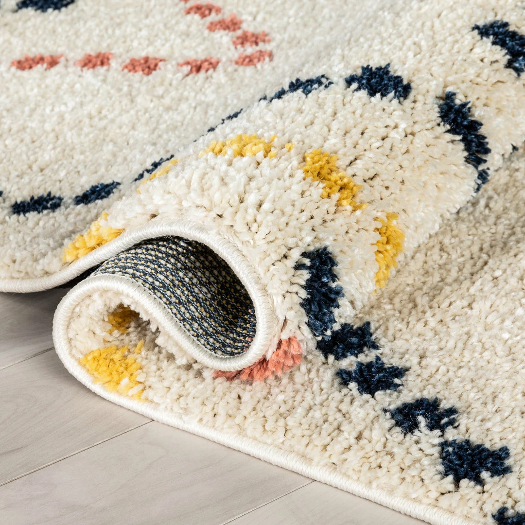 Well Woven Puma Moroccan Tribal Diamond Ivory Rainbow Shag Rug 6 Well Woven Puma Moroccan Tribal Diamond Ivory Rainbow Shag Rug