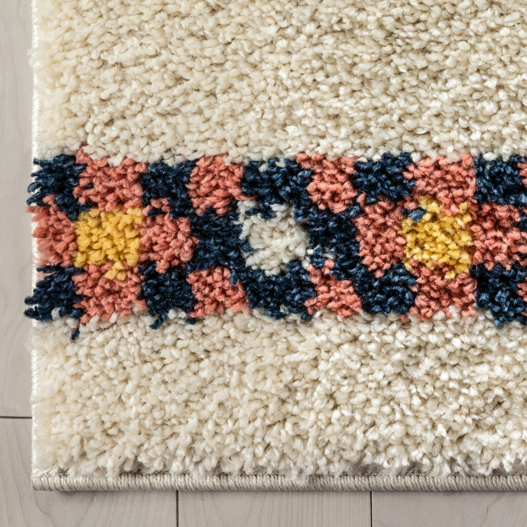 Well Woven Puma Moroccan Tribal Diamond Ivory Rainbow Shag Rug 4 Well Woven Puma Moroccan Tribal Diamond Ivory Rainbow Shag Rug