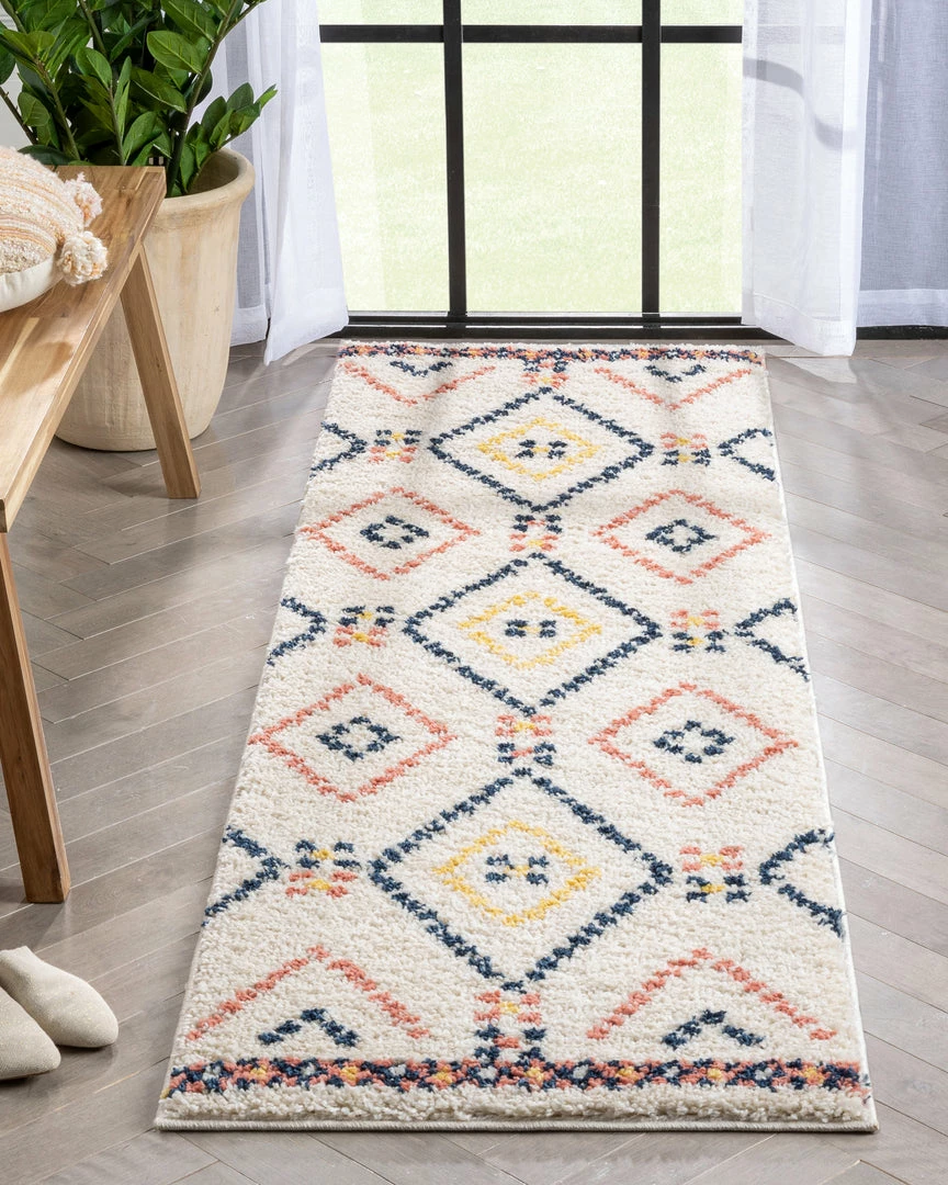 Well Woven Puma Moroccan Tribal Diamond Ivory Rainbow Shag Rug 8 Well Woven Puma Moroccan Tribal Diamond Ivory Rainbow Shag Rug