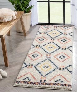 Well Woven Puma Moroccan Tribal Diamond Ivory Rainbow Shag Rug 27 Well Woven Puma Moroccan Tribal Diamond Ivory Rainbow Shag Rug
