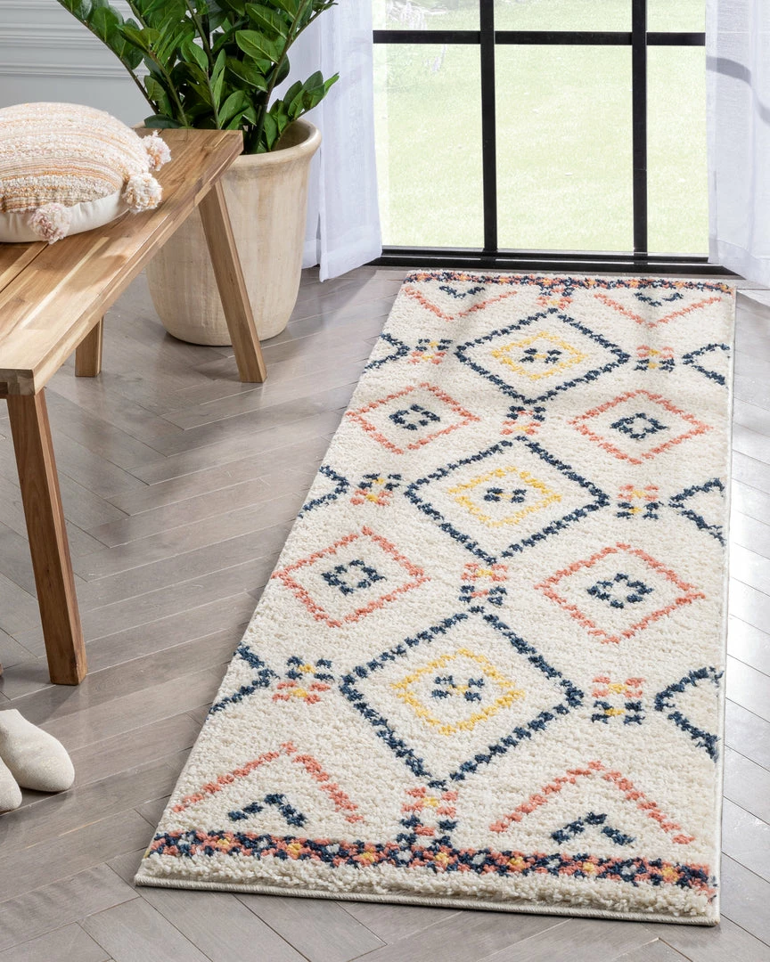 Well Woven Puma Moroccan Tribal Diamond Ivory Rainbow Shag Rug 14 Well Woven Puma Moroccan Tribal Diamond Ivory Rainbow Shag Rug