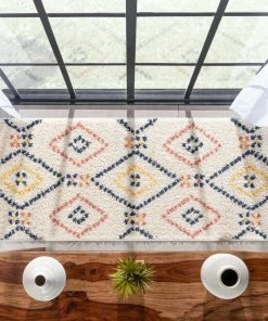 Well Woven Puma Moroccan Tribal Diamond Ivory Rainbow Shag Rug 26 Well Woven Puma Moroccan Tribal Diamond Ivory Rainbow Shag Rug