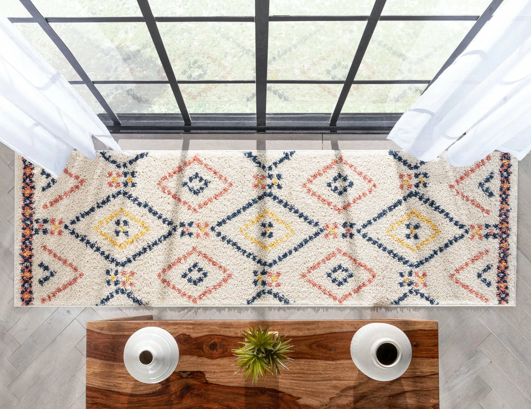 Well Woven Puma Moroccan Tribal Diamond Ivory Rainbow Shag Rug 13 Well Woven Puma Moroccan Tribal Diamond Ivory Rainbow Shag Rug