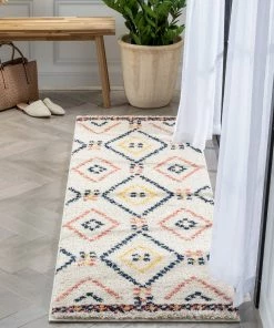 Well Woven Puma Moroccan Tribal Diamond Ivory Rainbow Shag Rug 22 Well Woven Puma Moroccan Tribal Diamond Ivory Rainbow Shag Rug