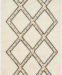 Well Woven Global Bodhi Moroccan Tribal Diamond Ivory Rainbow Shag Rug
