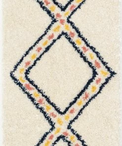 Well Woven Global Bodhi Moroccan Tribal Diamond Ivory Rainbow Shag Rug