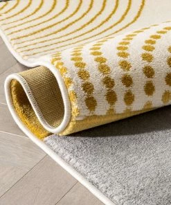 Well Woven Margot Gold Modern Geometric Boxes Lines 3D Textured Rug By Chill Rugs