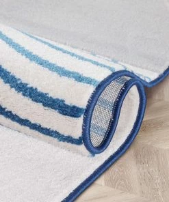 Well Woven Margot Blue Modern Geometric Boxes Lines 3D Textured Rug