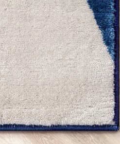 Well Woven Margot Blue Modern Geometric Boxes Lines 3D Textured Rug