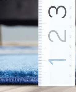 Well Woven Margot Blue Modern Geometric Boxes Lines 3D Textured Rug