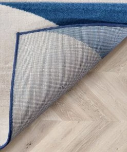 Well Woven Margot Blue Modern Geometric Boxes Lines 3D Textured Rug