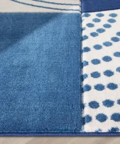 Well Woven Margot Blue Modern Geometric Boxes Lines 3D Textured Rug