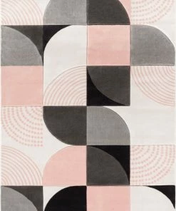 Well Woven Margot Blush Pink Modern Geometric Boxes Lines 3D Textured Rug By Chill Rugs