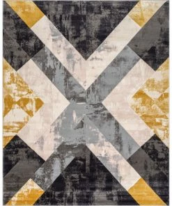 Well Woven Rosa Gold Modern Geometric 3D Textured Rug