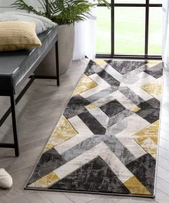 Well Woven Rosa Gold Modern Geometric 3D Textured Rug 21 Well Woven Rosa Gold Modern Geometric 3D Textured Rug