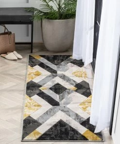 Well Woven Rosa Gold Modern Geometric 3D Textured Rug 23 Well Woven Rosa Gold Modern Geometric 3D Textured Rug