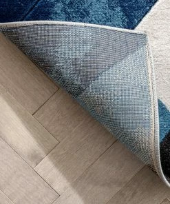 Well Woven Rosa Blue Modern Geometric 3D Textured Rug