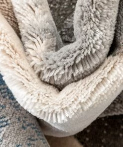 Well Woven Rosa Blue Modern Geometric 3D Textured Rug