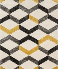 Well Woven Millie Gold Modern Zigzag Geometric 3D Textured Rug