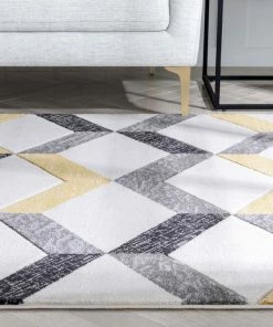 Well Woven Millie Gold Modern Zigzag Geometric 3D Textured Rug