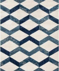 Well Woven Millie Blue Modern Zigzag Geometric 3D Textured Rug