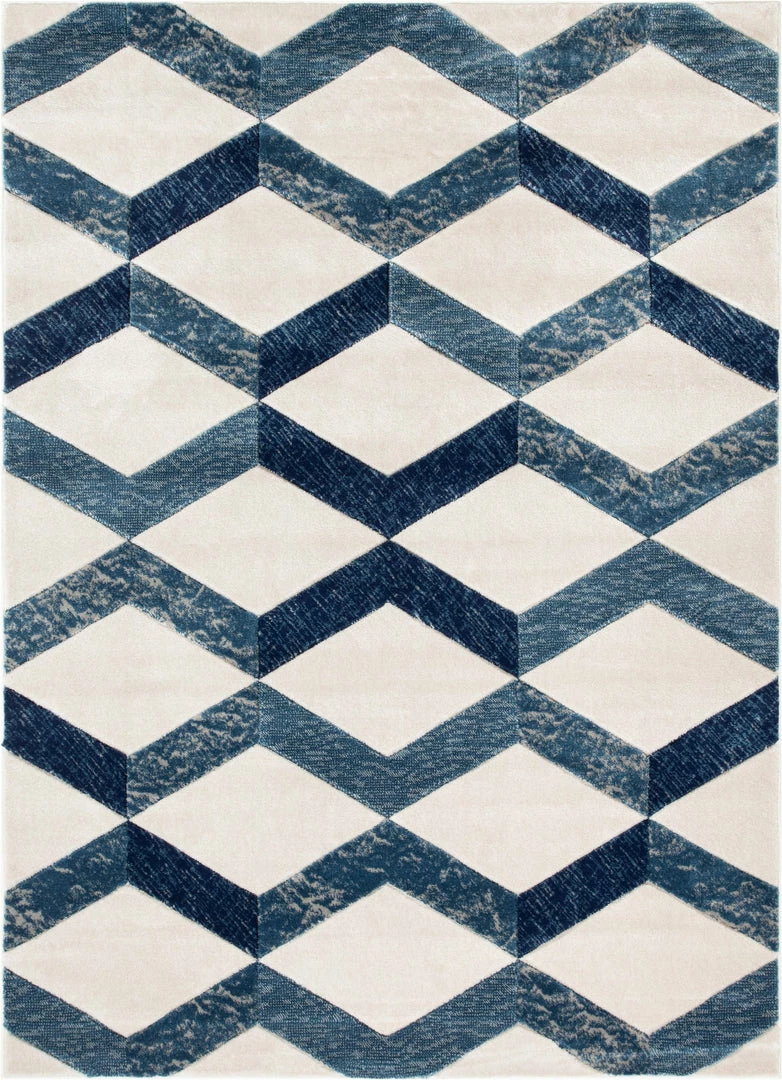 Well Woven Millie Blue Modern Zigzag Geometric 3D Textured Rug 2 Well Woven Millie Blue Modern Zigzag Geometric 3D Textured Rug