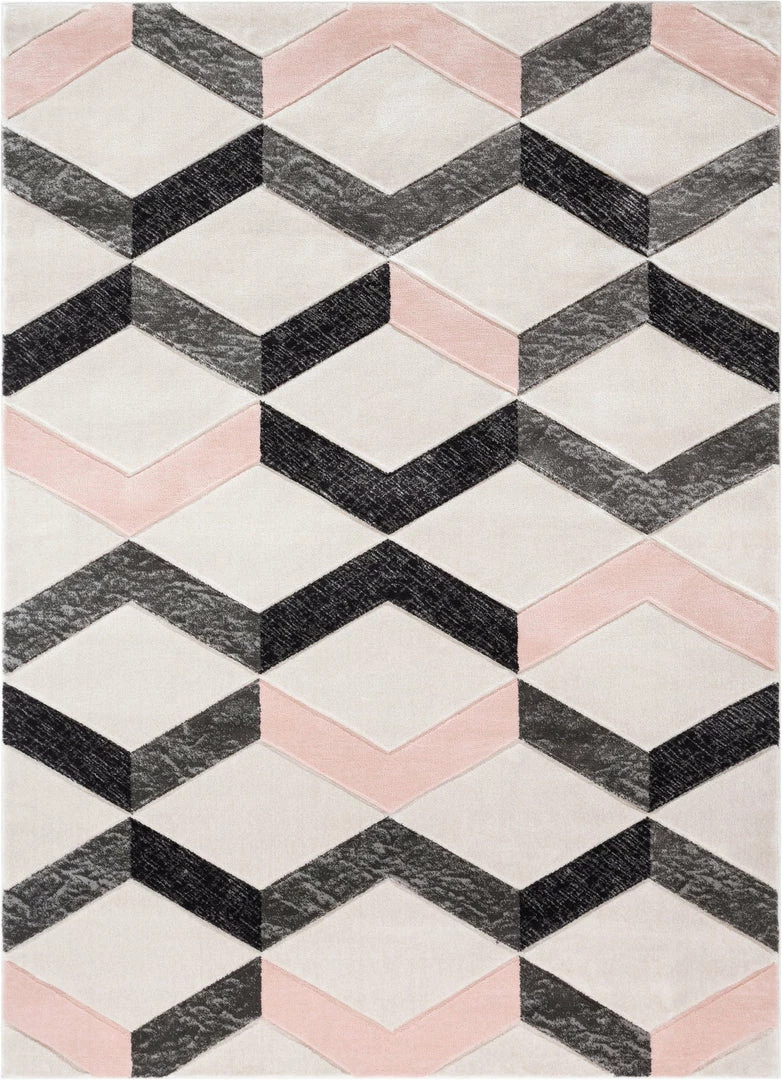 Well Woven Millie Blush Pink Modern Zigzag Geometric 3D Textured Rug 2 Well Woven Millie Blush Pink Modern Zigzag Geometric 3D Textured Rug