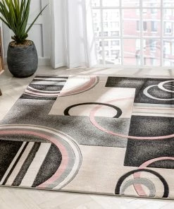 Well Woven Belle Blush Pink Modern Abstract Geometric 3D Textured Rug