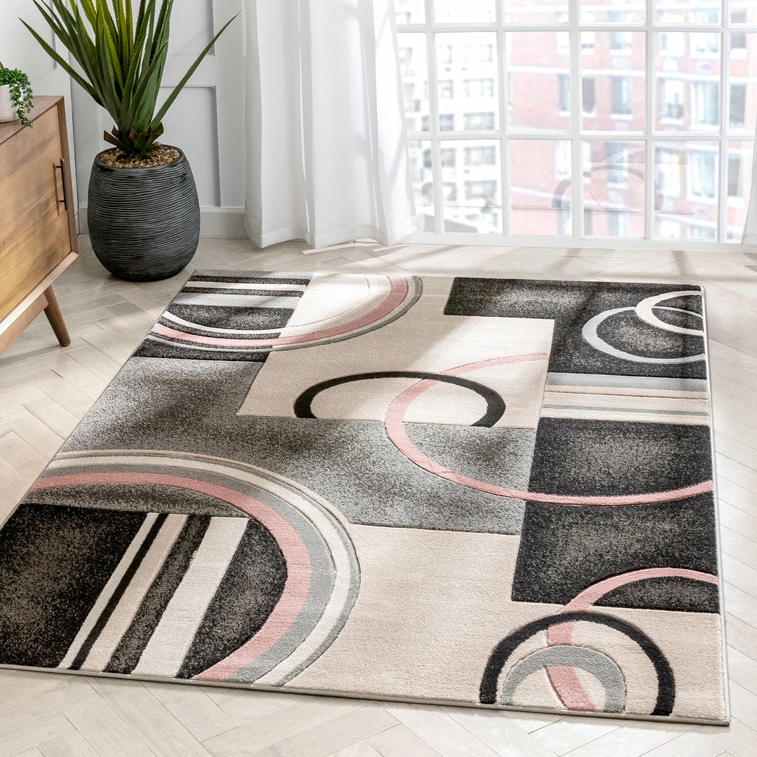 Well Woven Belle Blush Pink Modern Abstract Geometric 3D Textured Rug 1 Well Woven Belle Blush Pink Modern Abstract Geometric 3D Textured Rug