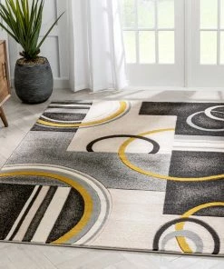 Well Woven Belle Gold Modern Abstract Geometric 3D Textured Rug