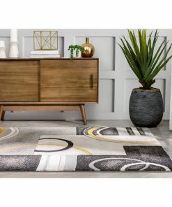 Well Woven Belle Gold Modern Abstract Geometric 3D Textured Rug