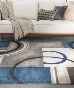 Well Woven Belle Dark Blue Modern Abstract Geometric 3D Textured Rug