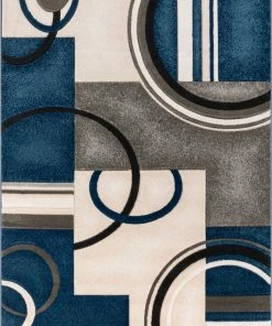 Well Woven Belle Dark Blue Modern Abstract Geometric 3D Textured Rug