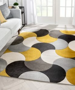 Well Woven Helena Gold Mid-Century Modern Abstract Geometric 3D Textured Rug