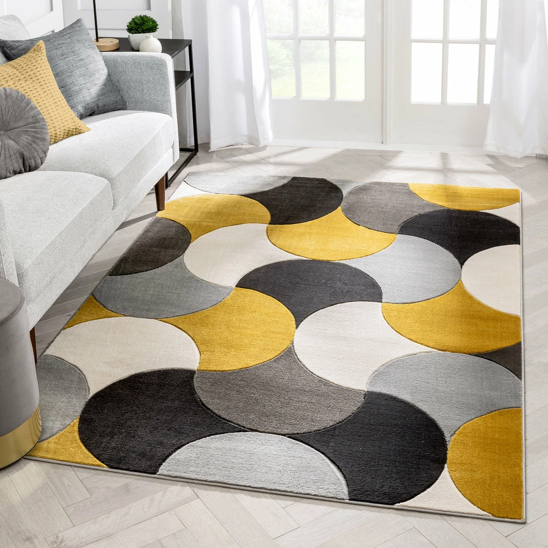 Well Woven Helena Gold Mid-Century Modern Abstract Geometric 3D Textured Rug 1 Well Woven Helena Gold Mid-Century Modern Abstract Geometric 3D Textured Rug