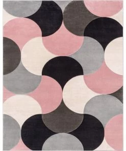 Well Woven Helena Blush Pink Mid-Century Modern Abstract Geometric 3D Textured Rug
