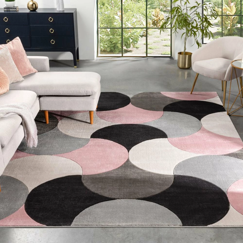Well Woven Helena Blush Pink Mid-Century Modern Abstract Geometric 3D Textured Rug 1 Well Woven Helena Blush Pink Mid-Century Modern Abstract Geometric 3D Textured Rug
