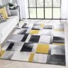 Well Woven Louisa Gold Modern Geometric Boxes 3D Textured Rug