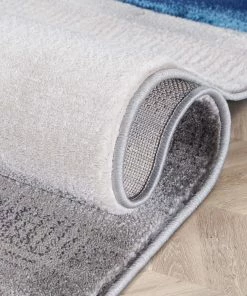 Well Woven Louisa Blue Modern Geometric Boxes 3D Textured Rug